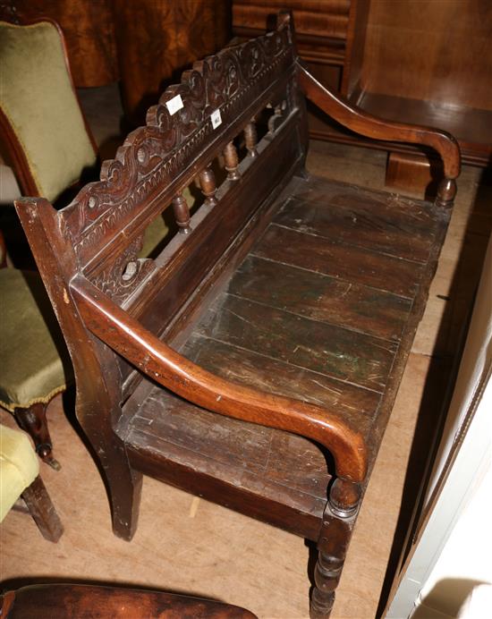 Carved hardwood bench(-)